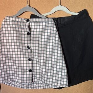 Plaid and Black Button-Front Skirt & Short Set 24”